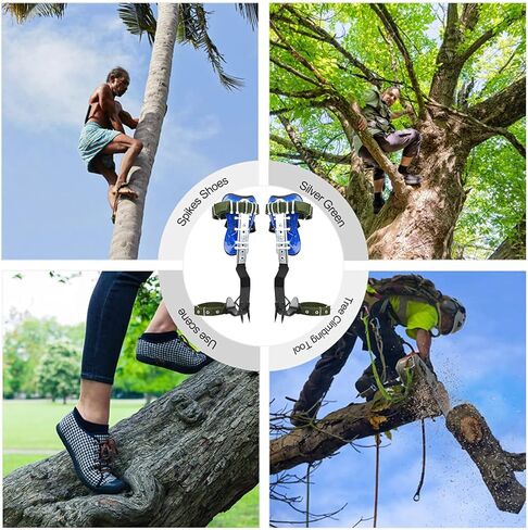 WMLBK Adjustable Tree Climbing Spikes with 5 Point Safety Belt Lanyard, Tree Climbing Spike Set Tool - Tree Climbing Gear Non-Slip Pedal for Picking Fruit, Indoor and Outdoor Sports in Kuwait