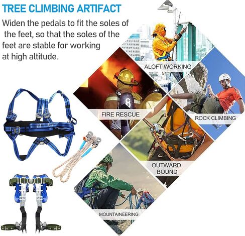 WMLBK Adjustable Tree Climbing Spikes with 5 Point Safety Belt Lanyard, Tree Climbing Spike Set Tool - Tree Climbing Gear Non-Slip Pedal for Picking Fruit, Indoor and Outdoor Sports in Kuwait
