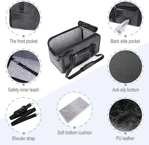 Pet Dog Car Seat for Small Dog Large Center Console Dog Car Seat for Puppy Cat Dog Travel Protable Booster Seat Anti-Slip Dog Car Bed Carseat PU Leather 0-22 lbs Gray in Saudi Arabia