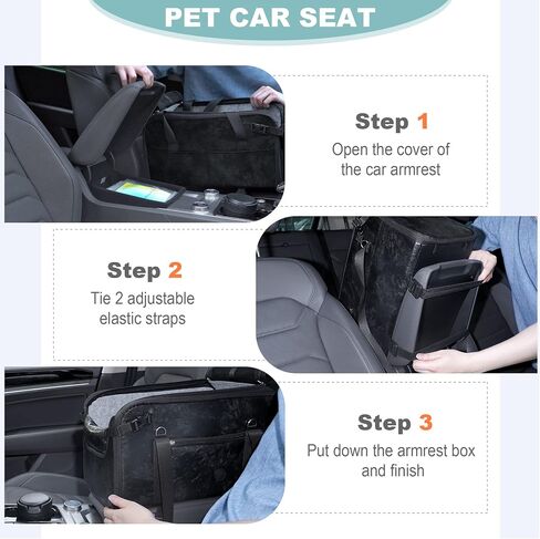Pet Dog Car Seat for Small Dog Large Center Console Dog Car Seat for Puppy Cat Dog Travel Protable Booster Seat Anti-Slip Dog Car Bed Carseat PU Leather 0-22 lbs Gray in Saudi Arabia