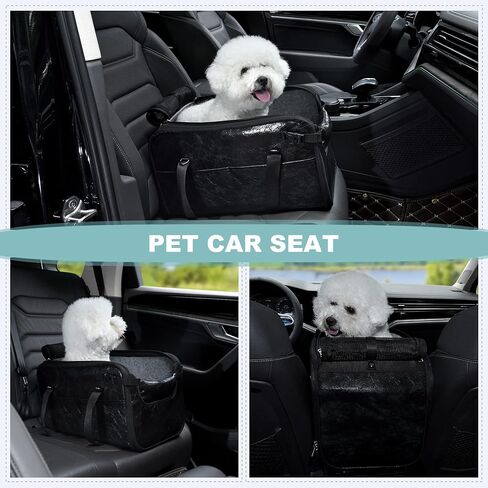 Pet Dog Car Seat for Small Dog Large Center Console Dog Car Seat for Puppy Cat Dog Travel Protable Booster Seat Anti-Slip Dog Car Bed Carseat PU Leather 0-22 lbs Gray in Saudi Arabia