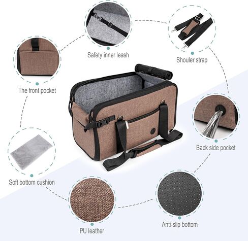 Pet Dog Car Seat for Small Dog Large Center Console Dog Car Seat for Puppy Cat Dog Travel Protable Booster Seat Anti-Slip Dog Car Bed Carseat PU Leather 0-22 lbs Gray in Saudi Arabia