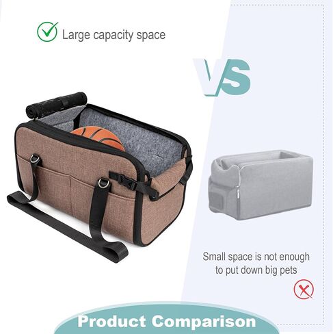 Pet Dog Car Seat for Small Dog Large Center Console Dog Car Seat for Puppy Cat Dog Travel Protable Booster Seat Anti-Slip Dog Car Bed Carseat PU Leather 0-22 lbs Gray in Saudi Arabia