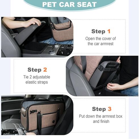 Pet Dog Car Seat for Small Dog Large Center Console Dog Car Seat for Puppy Cat Dog Travel Protable Booster Seat Anti-Slip Dog Car Bed Carseat PU Leather 0-22 lbs Gray in Saudi Arabia