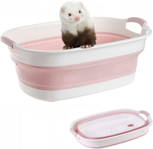 Foldable Ferret Bathtub with Drainage Hole - Plastic Collapsible Small Animal Swimming Pool Multifunctional Portable Folding Washing Tub for Ferret Guinea Pig Bearded Dragon Kitten Puppy (Blue) in Saudi Arabia