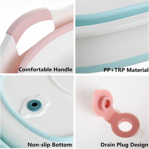 Foldable Ferret Bathtub with Drainage Hole - Plastic Collapsible Small Animal Swimming Pool Multifunctional Portable Folding Washing Tub for Ferret Guinea Pig Bearded Dragon Kitten Puppy (Blue) in Saudi Arabia