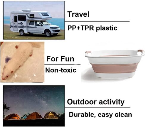 Foldable Ferret Bathtub with Drainage Hole - Plastic Collapsible Small Animal Swimming Pool Multifunctional Portable Folding Washing Tub for Ferret Guinea Pig Bearded Dragon Kitten Puppy (Blue) in Saudi Arabia