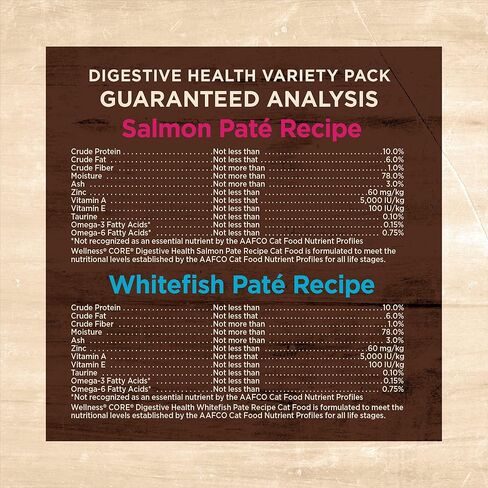 Wellnes CORE طعام القطط الرطب الطبيعي الخالي من الحبوب لصحة الجهاز الهضمي، المعدة الحساسة، سهل الهضم (حزمة متنوعة من سمك السلمون/السمك الأبيض، علبة 3 أونصة، 12 عبوة) in Kuwait