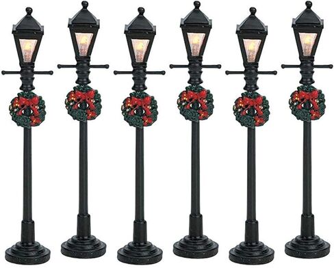 Lemax Christmas Village Gas Lantern Street Lamp Set of 6 Battery Operated (4.5V) - 64499 in Saudi Arabia