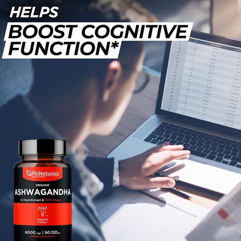 Ashwagandha Root Extract Capsules (Organic) Equivalent to 6000 mg Whole Root - Supplement with 1500 mg Per Serving - 500 mg Per Vegan Capsule - 90 Count in Saudi Arabia