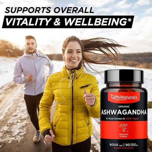 Ashwagandha Root Extract Capsules (Organic) Equivalent to 6000 mg Whole Root - Supplement with 1500 mg Per Serving - 500 mg Per Vegan Capsule - 90 Count in Saudi Arabia