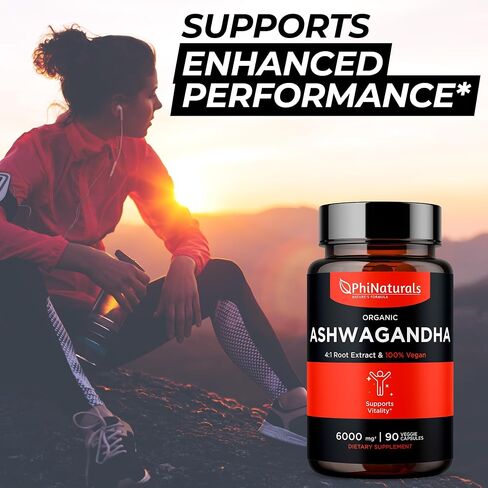 Ashwagandha Root Extract Capsules (Organic) Equivalent to 6000 mg Whole Root - Supplement with 1500 mg Per Serving - 500 mg Per Vegan Capsule - 90 Count in Saudi Arabia
