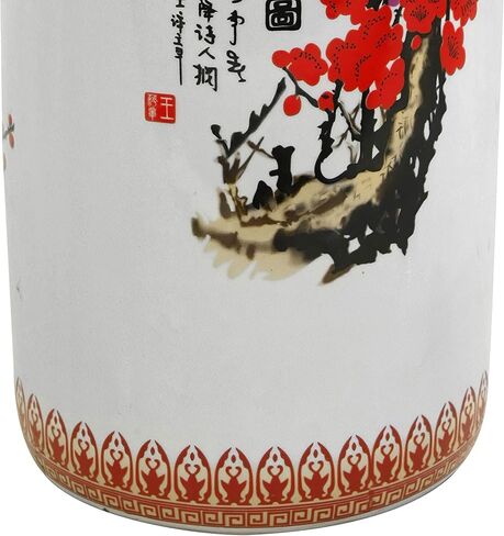 Red Lantern 24" Satsuma Peacock Porcelain Umbrella Stand, 2 Foot in Saudi Arabia