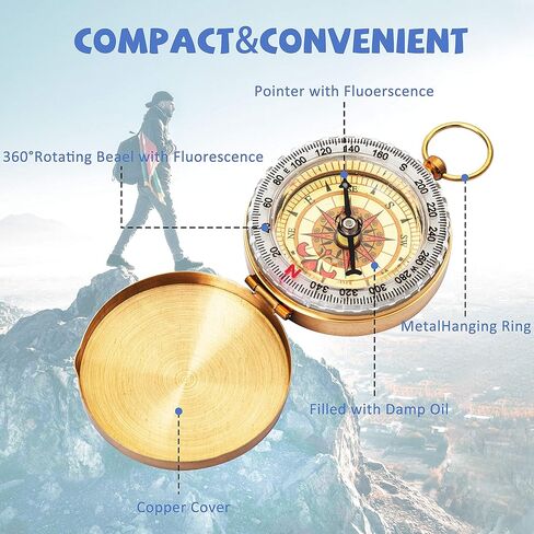 Bahfir Camping Survival Compass for Hiking, Pocket Compass for Kids, Glow in The Dark Compass for Camping Hunting, Outdoor Military Navigation Tool in Saudi Arabia