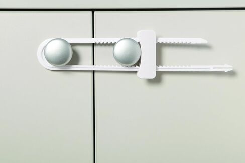 Dreambaby Sliding Cabinet Locks - Child Proof Cabinet Latches - For Kitchen, Bathroom Storage Doors Handles & Knobs - Suitable for Round & D-Shaped Handles - 3 Pack - White - Model L183 | Child Proof Cabinet Locks - Fits Round & D-Shaped Handles - Sliding in Saudi Arabia