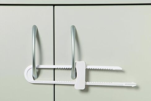 Dreambaby Sliding Cabinet Locks - Child Proof Cabinet Latches - For Kitchen, Bathroom Storage Doors Handles & Knobs - Suitable for Round & D-Shaped Handles - 3 Pack - White - Model L183 | Child Proof Cabinet Locks - Fits Round & D-Shaped Handles - Sliding in Saudi Arabia