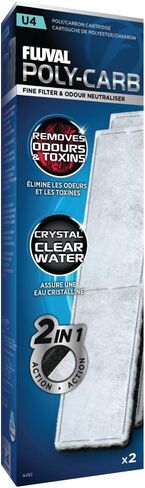 Fluval U4 Poly-Carb Cartridge, Replacement Underwater Aquarium Filter Media, 2-Pack, A492 in Kuwait