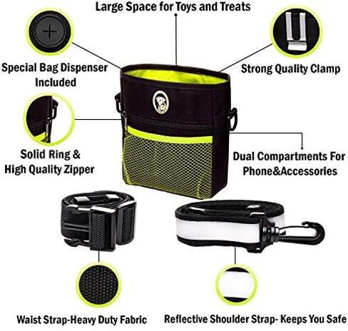 PERRAMA Dog Treat Bag, Training Pouch for Small and Large Dogs with Clicker and Collapsible Food Bowl BPA Free – Pet Treats Tote Bag with Waist and Shoulder Reflective Straps and Belt Clip (Blue) in Saudi Arabia