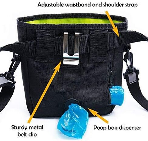 PERRAMA Dog Treat Bag, Training Pouch for Small and Large Dogs with Clicker and Collapsible Food Bowl BPA Free – Pet Treats Tote Bag with Waist and Shoulder Reflective Straps and Belt Clip (Blue) in Saudi Arabia