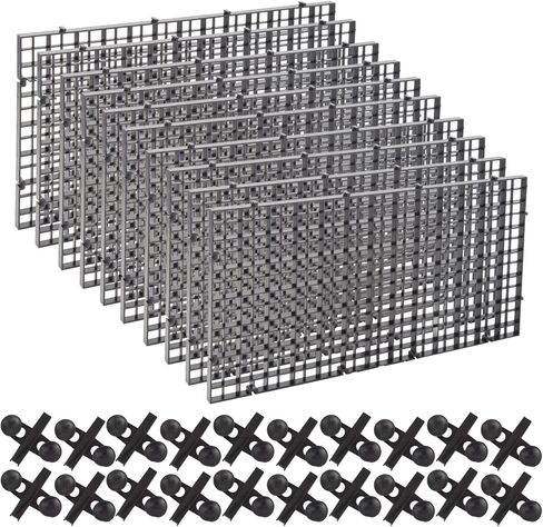 JIAHMOIUG 10 Pcs Aquarium Fish Tank Dividers Plastic Black Egg Crate Light Diffuser Bottom Tray Grid Isolation Board Fish Tank Filter Separator with 20 Pcs Aquarium Divider Clips,Black in Kuwait