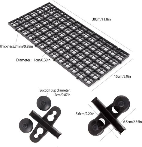 JIAHMOIUG 10 Pcs Aquarium Fish Tank Dividers Plastic Black Egg Crate Light Diffuser Bottom Tray Grid Isolation Board Fish Tank Filter Separator with 20 Pcs Aquarium Divider Clips,Black in Kuwait