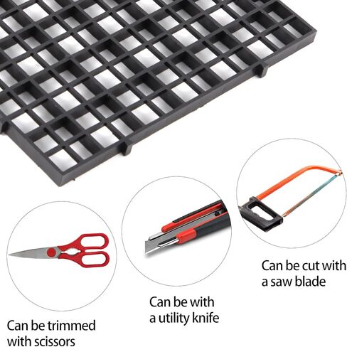 JIAHMOIUG 10 Pcs Aquarium Fish Tank Dividers Plastic Black Egg Crate Light Diffuser Bottom Tray Grid Isolation Board Fish Tank Filter Separator with 20 Pcs Aquarium Divider Clips,Black in Kuwait