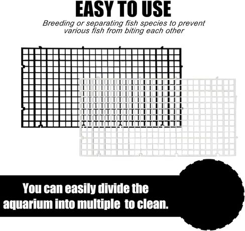 Aquarium Egg Crate, 16PCS 11.8x5.9in Egg Crate Light Diffuser Aquarium Divider, Aquarium Fish Tank Divider with 10 Glass Clip Plastic Grid Divider for Aquarium Fish Tank Bottom Isolation(Black,White) in Kuwait