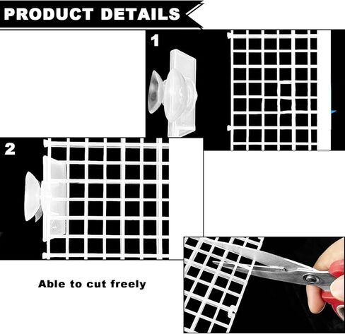 Aquarium Egg Crate, 16PCS 11.8x5.9in Egg Crate Light Diffuser Aquarium Divider, Aquarium Fish Tank Divider with 10 Glass Clip Plastic Grid Divider for Aquarium Fish Tank Bottom Isolation(Black,White) in Kuwait