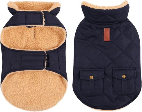 Queenmore Warm Puffer Dog Jacket Thick Plush Lining Winter Small Dog Coat in Kuwait