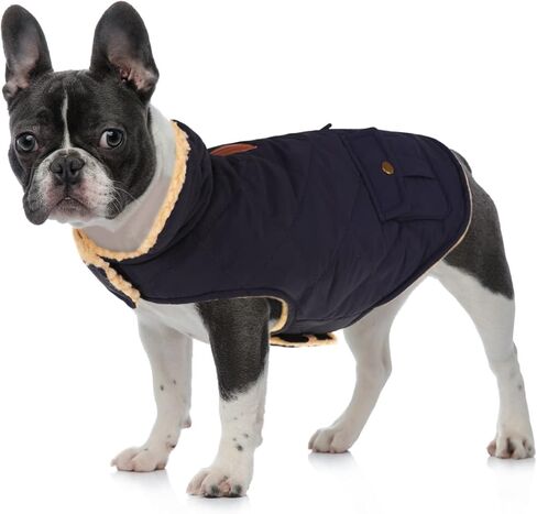 Queenmore Warm Puffer Dog Jacket Thick Plush Lining Winter Small Dog Coat in Kuwait