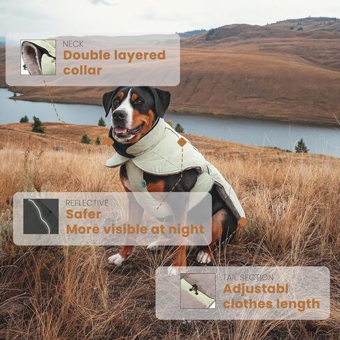 Laifug Dog Cold Weather Coats, Gray Blue Two Legs Dog Winter Coat with Elastic Adjustment Rope and Double Traction Ring, Waterproof Windproof Cold Weather Dog Clothes for Small to Extra Large Dogs in Kuwait