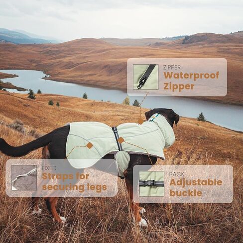 Laifug Dog Cold Weather Coats, Gray Blue Two Legs Dog Winter Coat with Elastic Adjustment Rope and Double Traction Ring, Waterproof Windproof Cold Weather Dog Clothes for Small to Extra Large Dogs in Kuwait