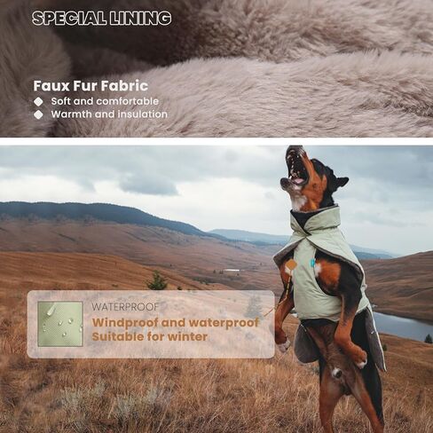 Laifug Dog Cold Weather Coats, Gray Blue Two Legs Dog Winter Coat with Elastic Adjustment Rope and Double Traction Ring, Waterproof Windproof Cold Weather Dog Clothes for Small to Extra Large Dogs in Kuwait