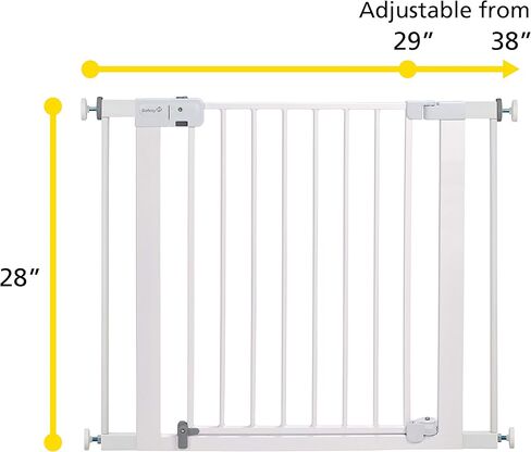 Safety 1st Easy Install Baby Gate for Doorways, Auto-Close Pressure-Mounted Magnetic Latch, Indoor Dog Gates, No Drilling, Fits 29"-38", White in Saudi Arabia