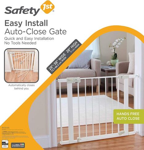 Safety 1st Easy Install Baby Gate for Doorways, Auto-Close Pressure-Mounted Magnetic Latch, Indoor Dog Gates, No Drilling, Fits 29"-38", White in Saudi Arabia