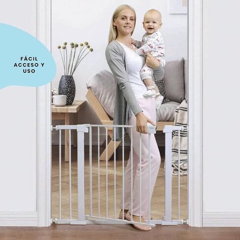 Safety 1st Easy Install Baby Gate for Doorways, Auto-Close Pressure-Mounted Magnetic Latch, Indoor Dog Gates, No Drilling, Fits 29"-38", White in Saudi Arabia