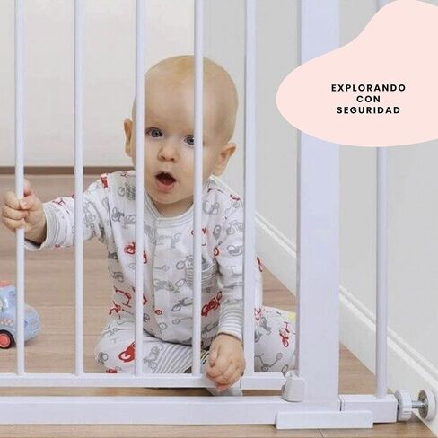 Safety 1st Easy Install Baby Gate for Doorways, Auto-Close Pressure-Mounted Magnetic Latch, Indoor Dog Gates, No Drilling, Fits 29"-38", White in Saudi Arabia