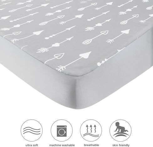 Biloban Fitted Sheets, Navy Cloud & Grey Arrow, 2-Pack | Ultra Soft, Square Playard/Playpen Fitted Sheets for 36x36 Playard & Mattress in Saudi Arabia