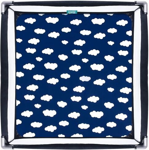 Biloban Fitted Sheets, Navy Cloud & Grey Arrow, 2-Pack | Ultra Soft, Square Playard/Playpen Fitted Sheets for 36x36 Playard & Mattress in Saudi Arabia