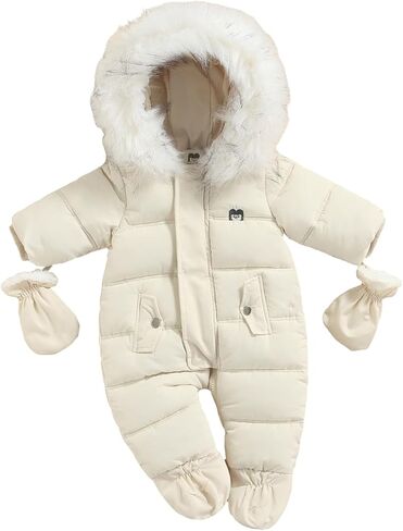 ICNGLKSND الوليد الرضع طفل بنين بنات الشتاء سنوسويت الرضع معطف رومبير الدافئة أبلى مقنعين سترة منفوخة بذلة فوتي in Kuwait