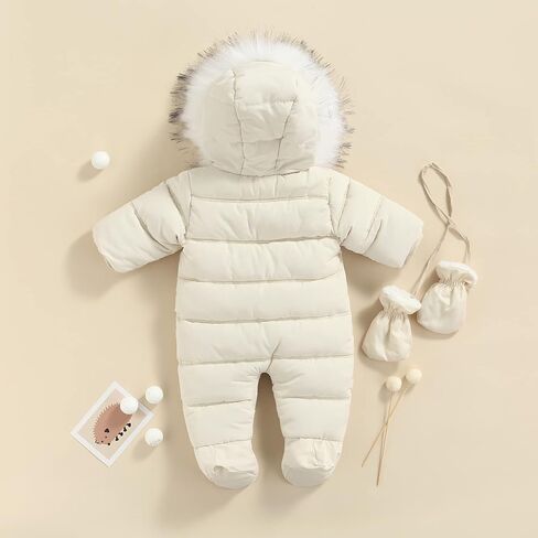 ICNGLKSND الوليد الرضع طفل بنين بنات الشتاء سنوسويت الرضع معطف رومبير الدافئة أبلى مقنعين سترة منفوخة بذلة فوتي in Kuwait
