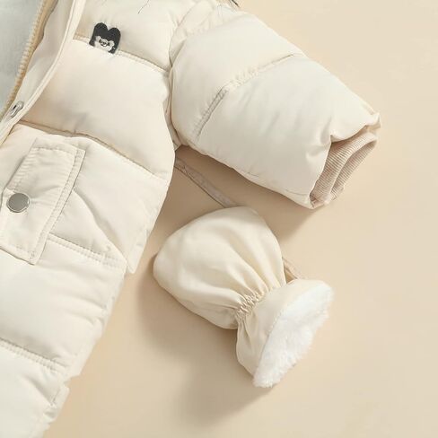 ICNGLKSND الوليد الرضع طفل بنين بنات الشتاء سنوسويت الرضع معطف رومبير الدافئة أبلى مقنعين سترة منفوخة بذلة فوتي in Kuwait