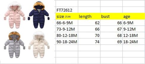 ICNGLKSND الوليد الرضع طفل بنين بنات الشتاء سنوسويت الرضع معطف رومبير الدافئة أبلى مقنعين سترة منفوخة بذلة فوتي in Kuwait