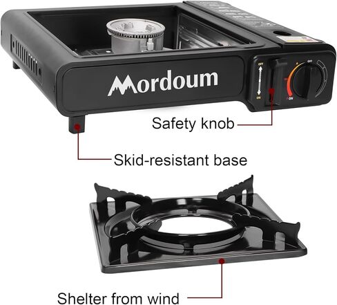 Camping Stove Portable Single Stove Butane Portable Butane Stove for Camping, Picnics, Outdoor, Fishing, BBQ. Electronic Ignition, Brass Burner, Portable Gas Grill Mini Aluminum Material in Saudi Arabia
