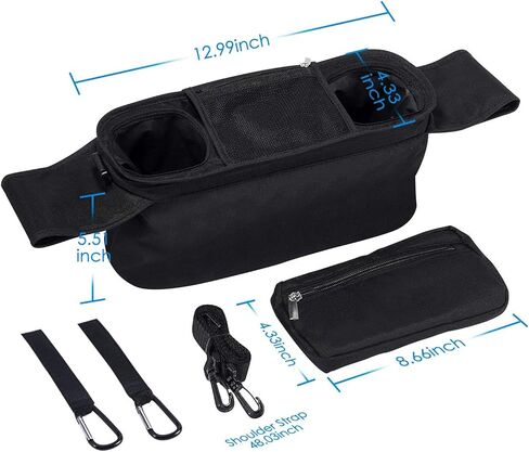 منظم عالمي لعربة الاطفال مع حاملي اكواب معزول، ملحقات عربة الاطفال من بلاستيك لوبانت لحمل الحفاضات وايفون والالعاب والوجبات الخفيفة، يناسب عربة بريتاكس وابابابي وبيبي جوجر وبوجابو وبوب. in Kuwait