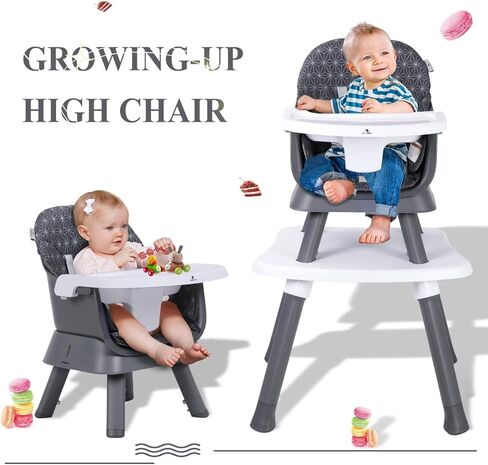 Accombe High Chair 7 in 1 Baby High Chairs for Babies and Toddlers Booster Seat for Dining Table, Convertible Baby Eating Chair Adjustable Plastic Highchairs for Baby Boy Girl, Sit up Floor Chair in Kuwait