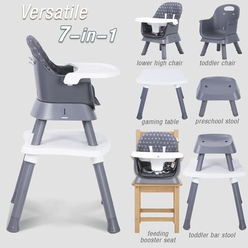 Accombe High Chair 7 in 1 Baby High Chairs for Babies and Toddlers Booster Seat for Dining Table, Convertible Baby Eating Chair Adjustable Plastic Highchairs for Baby Boy Girl, Sit up Floor Chair in Kuwait