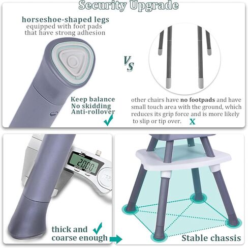Accombe High Chair 7 in 1 Baby High Chairs for Babies and Toddlers Booster Seat for Dining Table, Convertible Baby Eating Chair Adjustable Plastic Highchairs for Baby Boy Girl, Sit up Floor Chair in Kuwait