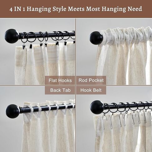 ستائر RAMEDILF شفافة طويلة جدًا من الكتان الطبيعي بطول 120 بوصة لغرفة المعيشة ذات سقف عالٍ بطول 10 أقدام، ستائر ريفية ريفية مع حزام خطاف خلفي، 50 × 120، لوحتان in Kuwait