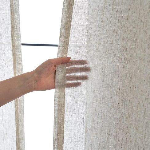ستائر RAMEDILF شفافة طويلة جدًا من الكتان الطبيعي بطول 120 بوصة لغرفة المعيشة ذات سقف عالٍ بطول 10 أقدام، ستائر ريفية ريفية مع حزام خطاف خلفي، 50 × 120، لوحتان in Kuwait